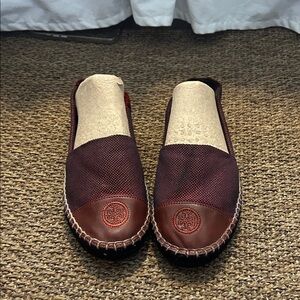 Tory Burch Burgundy and Black Espadrilles